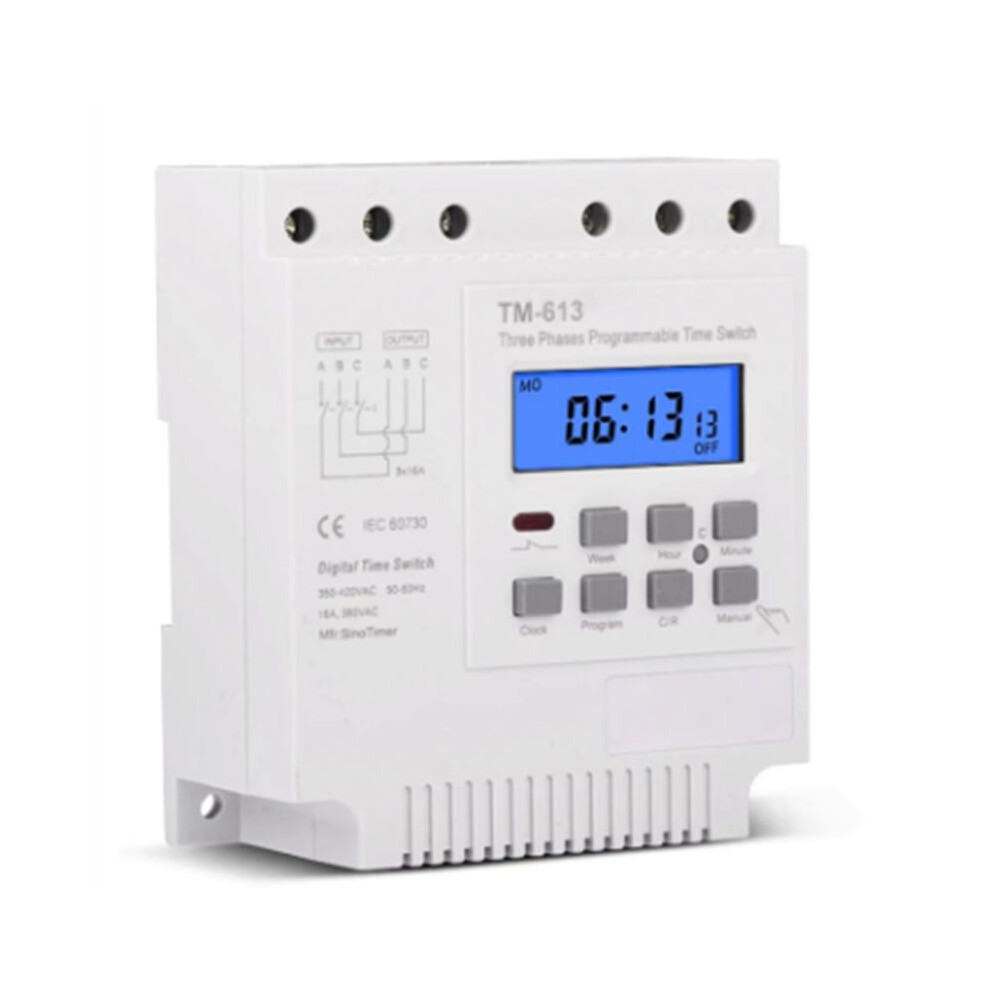 Three Phases 380V 415V Timer Programmable Switch With Backlight 4851971870316