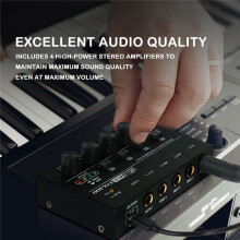 Tragbarer 4-Kanal-Audiomixer mit extrem niedrigem Rauschen, Mini-Stereo-USB-Anschluss für Aufnahmestudios, Schwarz