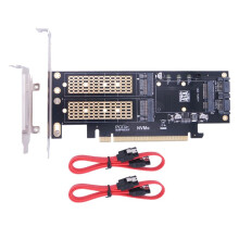 M.2 NVMe SSD NGFF To PCIE 3.0 X16 Adapter M Key B MSATA PCI Expansion 3 in 1 Converter Riser,Red