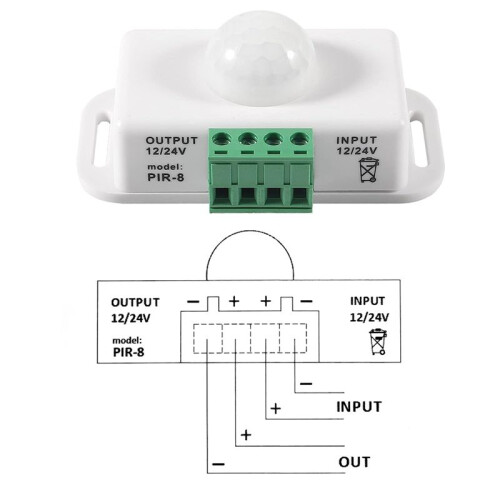 DC 12V/24V 8A Body Infrared PIR Motion Sensor Switch LED Light Strip Automatic,PIR 1