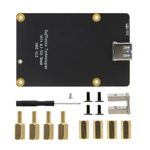 X862 V2.0 M.2 NGFF 2280 SSD Storage Expansion Board / Shield for 4 Model B