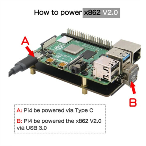 X862 V2.0 M.2 NGFF 2280 SSD Storage Expansion Board / Shield for 4 Model B 1