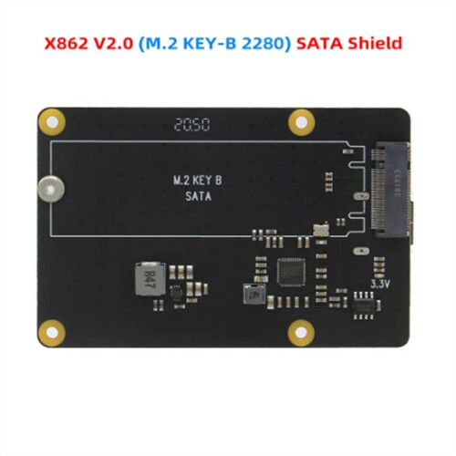 X862 V2.0 M.2 NGFF 2280 SSD Storage Expansion Board / Shield for 4 Model B 2