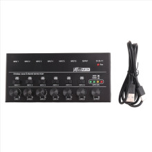 6-Kanal-Mini-Stereo-Audiomixer mit professionellem Klang, 6,35-mm-Klinkenstecker, rauscharmem USB-Anschluss für Aufnahmestudios, Schwarz