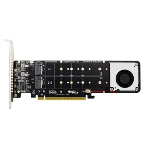 Double-Sided 4-Disk NVME PCI-E X16 Split Card to M.2 M-Key X4SSD Expansion Adapter