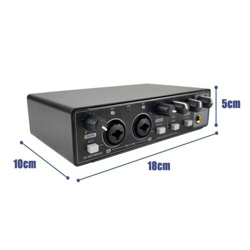 Sound Card Studio Record Professional USB Audio Interface Equipment 48V Phantom for Recording Black 2