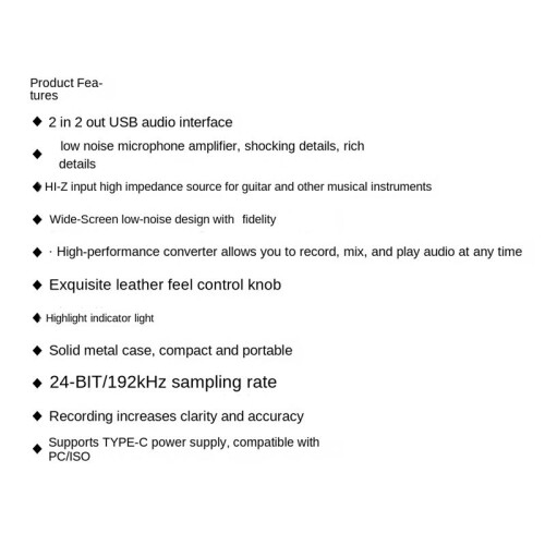 Sound Card Studio Record Professional USB Audio Interface Equipment 48V Phantom for Recording Black 1
