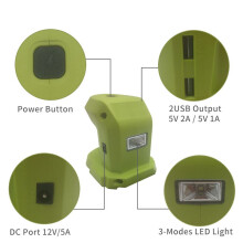 Battery Adapter with 2USB Port for P743 18V 14.4V Li-Ion Portable Power Lighting Function