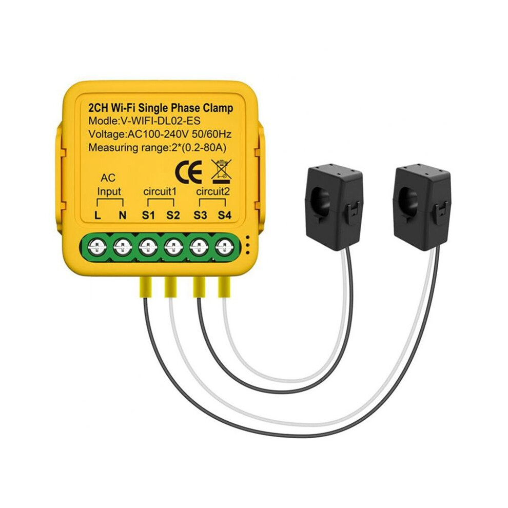 Tuya Bilateral Wifi Energy Meter 80A With Clamp Ct Kwh Power Electricity Consumption Monitor For Home(B) 4854171163226