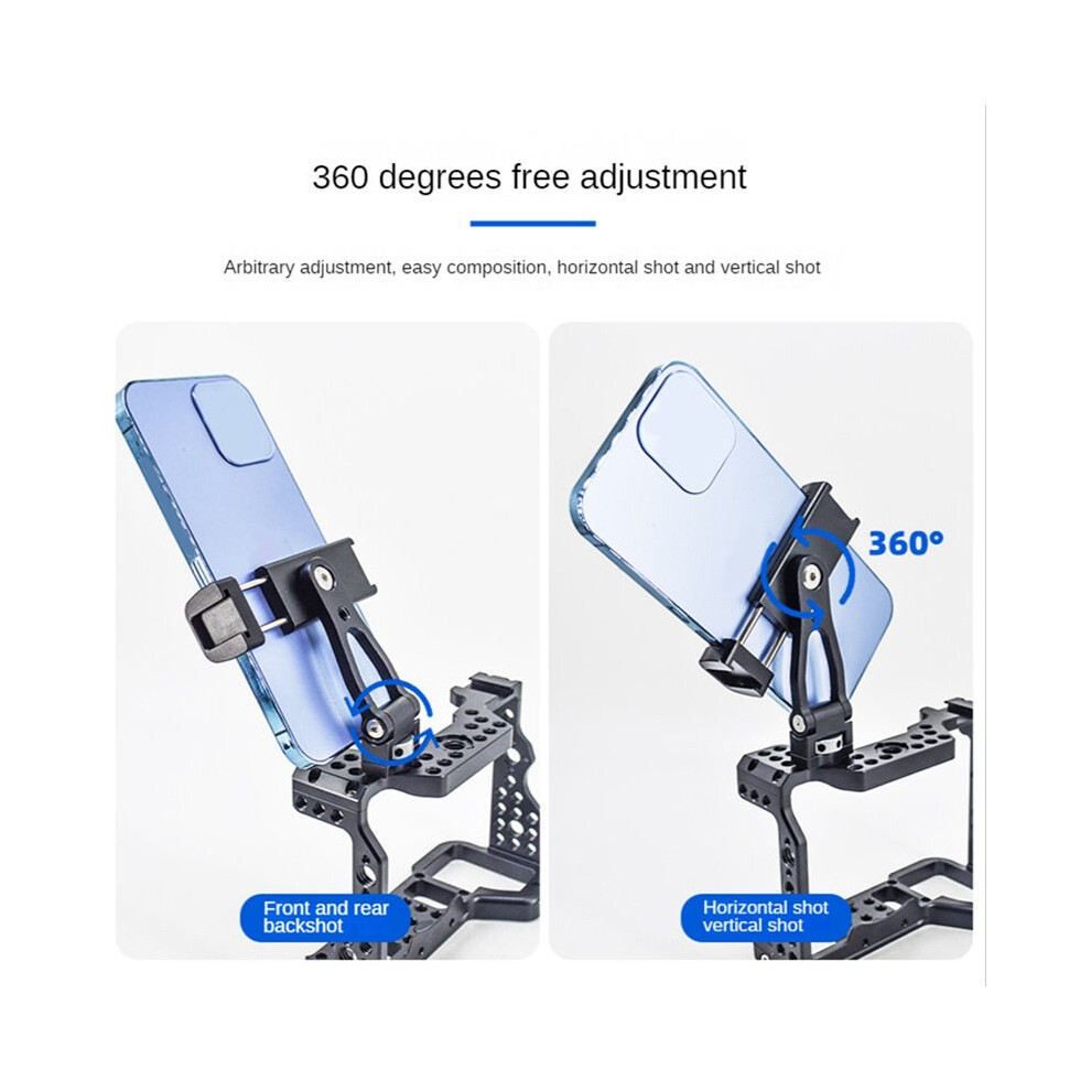 Adjust At Any Angle Multi-Function Double Cold Shoe Mobile Phone Clip 360 Expansion Horizontal And Vertical Metal Exogio
