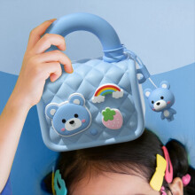 Multifunktionale Kinder-Kameratasche, tragbar, niedlich, mit Münzfach, Zubehör, Blau