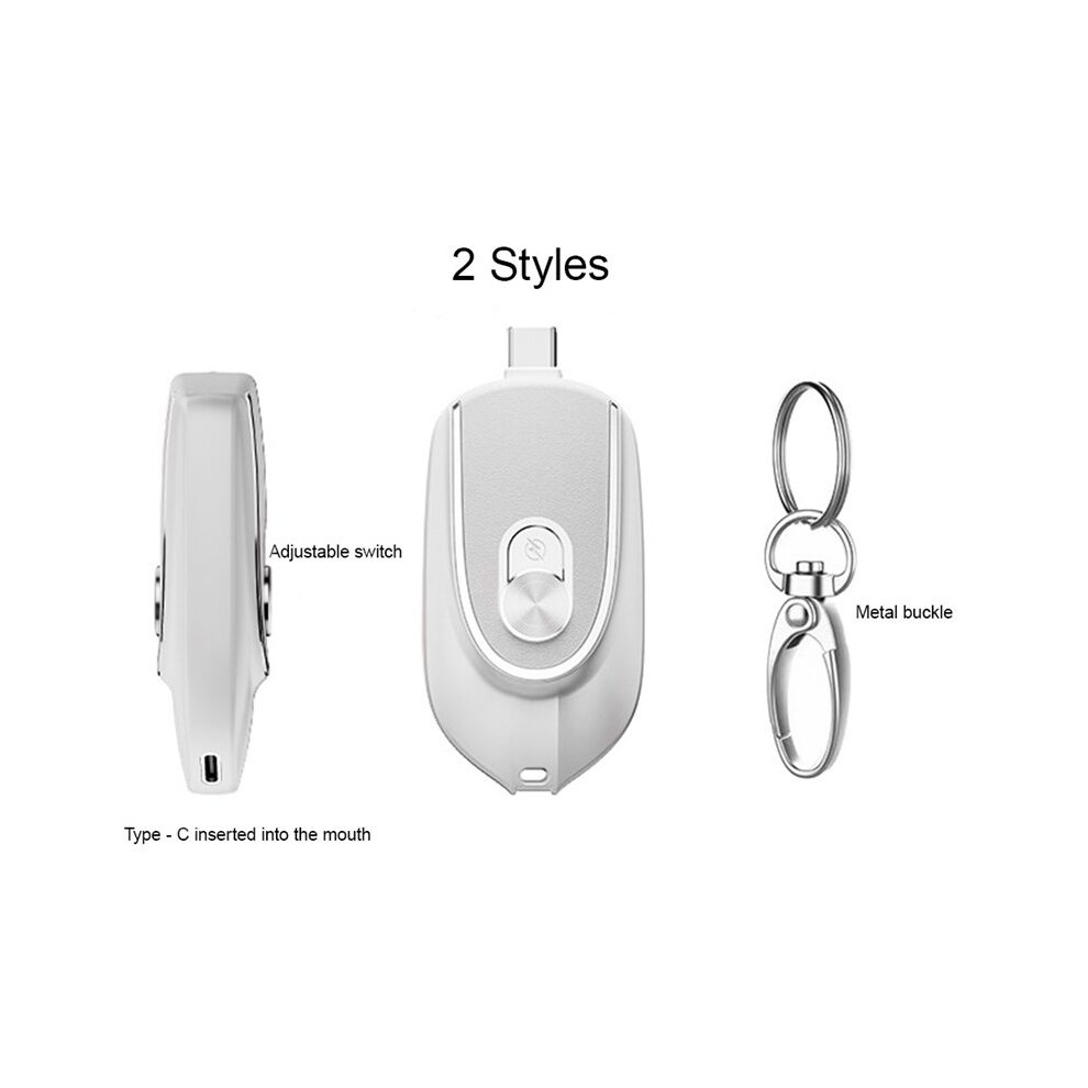 1200Mah Portable Mini Power Bank Keychain Charging Powerbank Mobile Phone Spare External Battery For Smartphone, White 4854171186119
