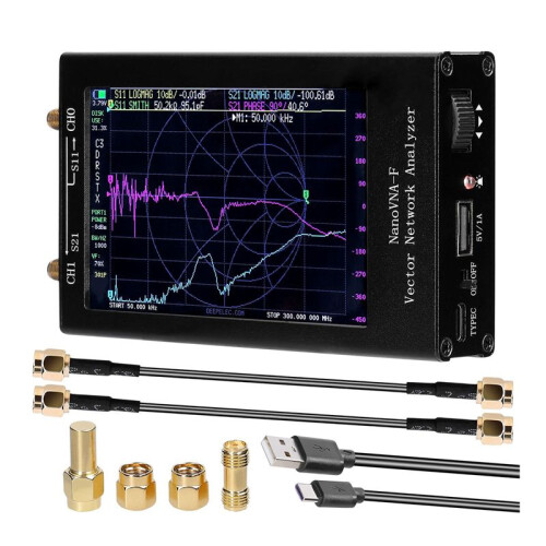 Portable Handheld Vector Network Analyzer 50KHz-1000MHz Digital Display Touching Screen MF HF VHF Antenna