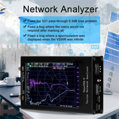 Portable Handheld Vector Network Analyzer 50KHz-1000MHz Digital Display Touching Screen MF HF VHF Antenna 1