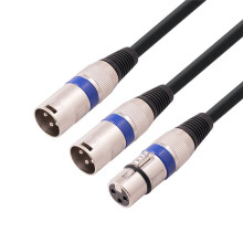 3-poliges XLR-Buchse auf zwei XLR-Stecker Y-Splitterkabel, Mikrofonkabel-Audioadapter, 50 cm, A