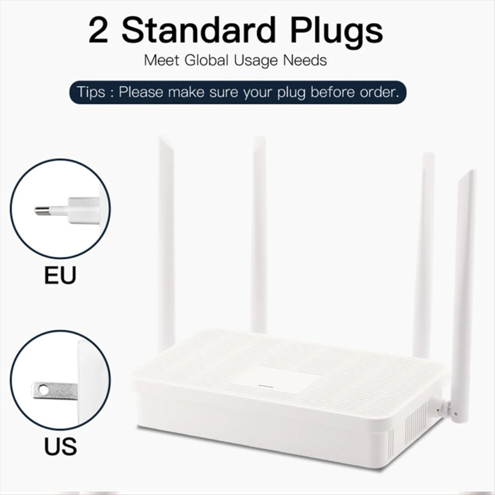 Ac1200mbps Wifi Router Gigabit Ethernet Dual Band 2.4Ghz 5Ghz Wireless Network Repeater -Eu Plug Black 4854171196231