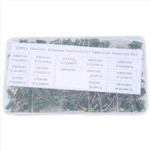 225Pcs Aluminum Electrolytic Capacitor High Frequency Inline Kit 15 Kinds of Specifications Resistance Value