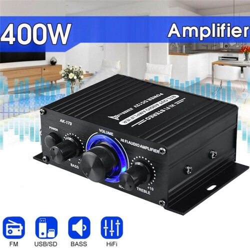 -170 Audio Power Amplifier Wireless HiFi Stereo 200W+200W with Input Home Car 1