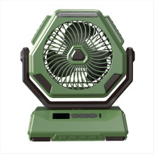 Outdoor-Campingventilator, 6000 mAh, wiederaufladbar, oszillierend, tragbar, mit Beleuchtung – B