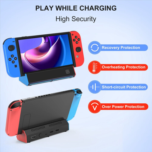 Portable Charging Dock Station Base with 4K -Compatible Adapter/USB 2.0 /Type C Port for 2