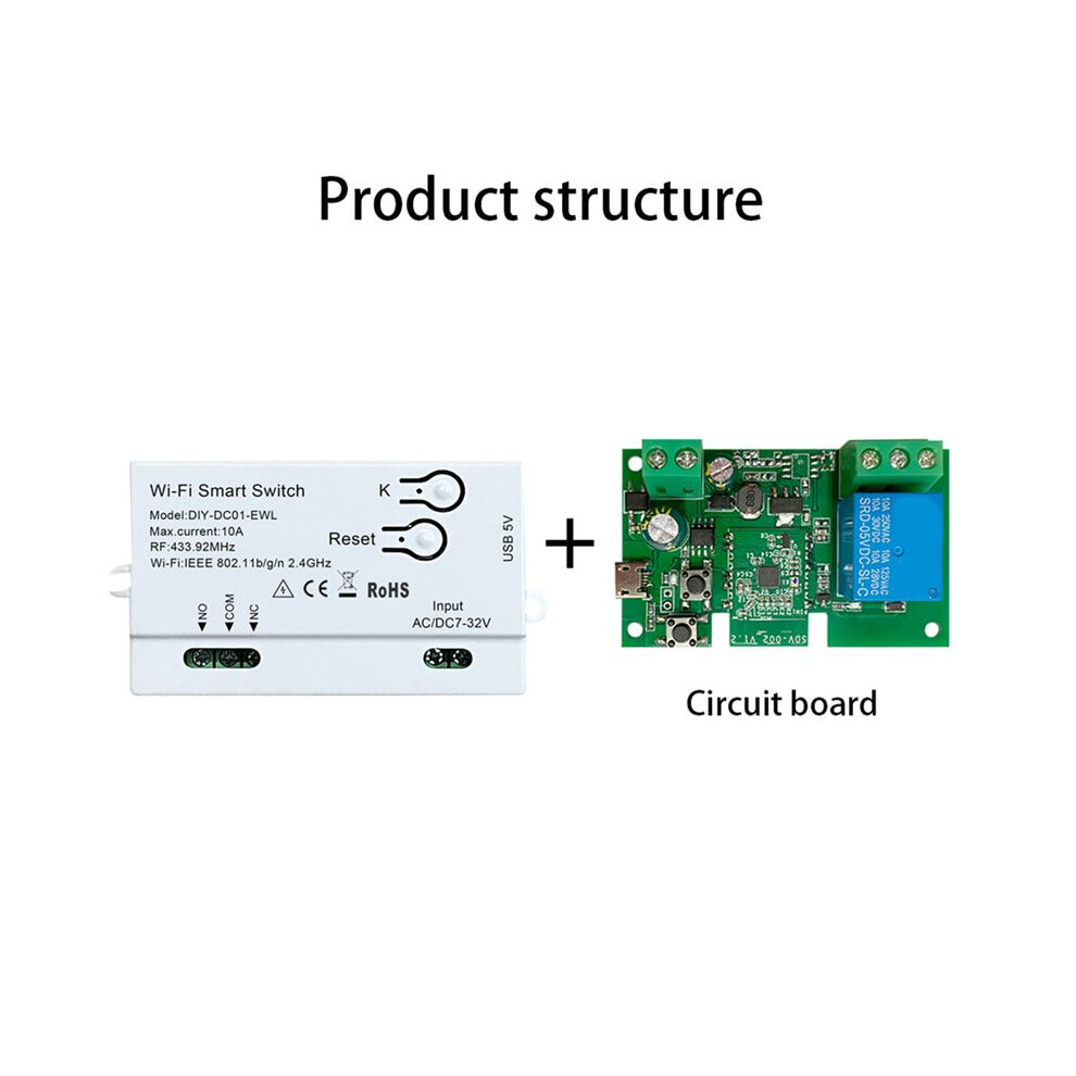 Wifi Smart Switch Diy Timer 1Ch 7-32V Rf433 2.4G Home Automation Module For 4854171192400