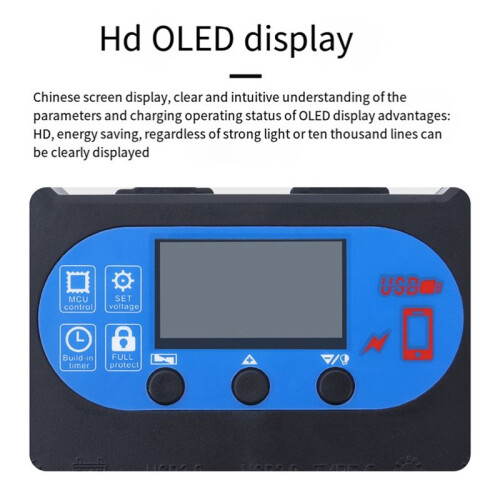 Solar Controller 30A Voltage Regulator PWM Battery Charger LCD Display Dual USB Charge Controllers 2