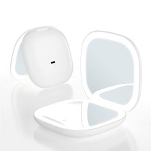 Mini LED Makeup Mirror with Light 5X Magnifying Pocket Double Sided Travel Convenient Cosmetic Vanity Mirrors,Green