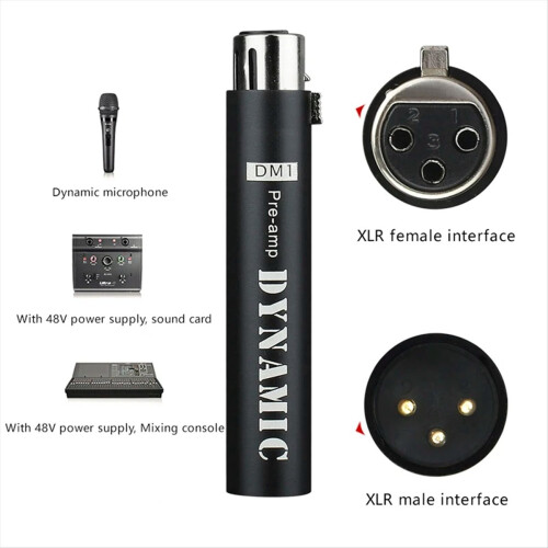 Replace for DM1 Dynamic Microphone Preamplifier 28DB Gain Amplifier and Passive Ribbon Microphones,Red 2