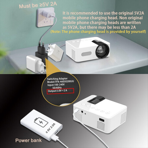YT100 White Mini Home Projector Portable Theater Wireless Cell Phone Multi-Function 2