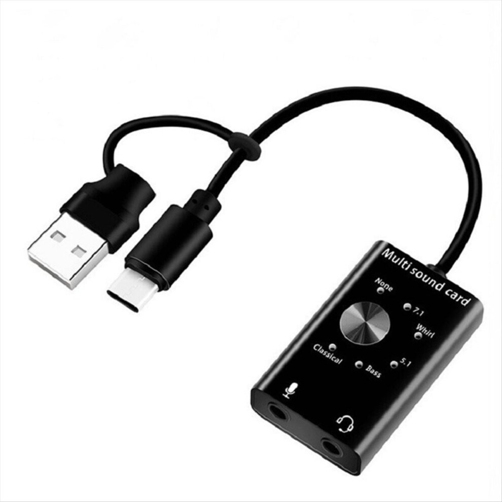 Multi Sound Card Usb 2.0 Type C Stereo Microphone Adapter Professional Converter For Laptop Headset Pc Speaker 4854171199805