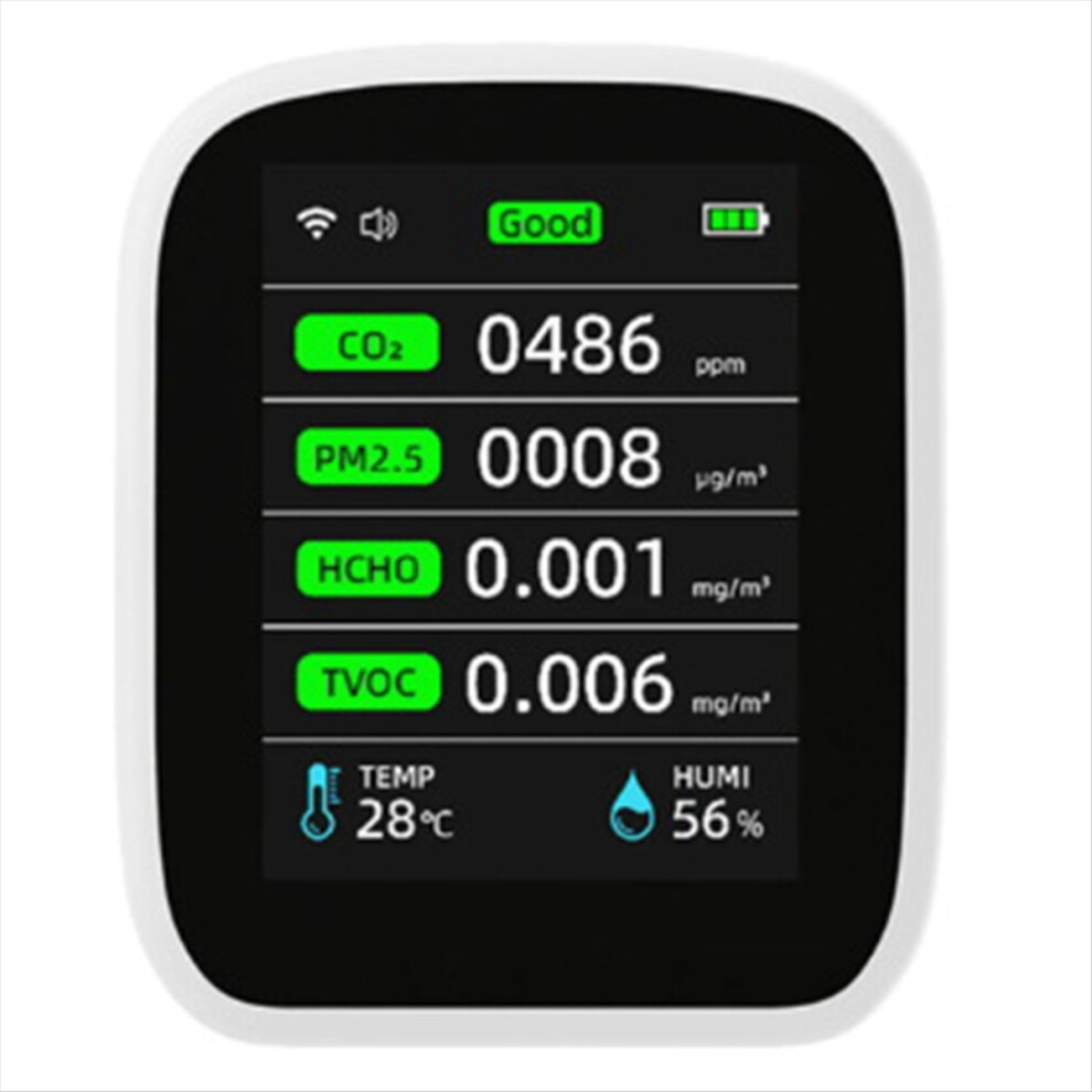 Exogio Tuya Wifi Air Quality Meter, Eight In One Indoor Monitor Portable Co2 Temperature And Humidity Tester