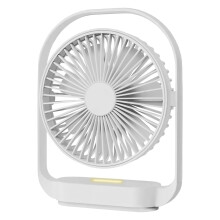 Tischventilator, klein, leise, USB-Anschluss mit Nachtlicht, elektrischer, wiederaufladbarer Tischventilator für Schlafzimmer und Büro – Weiß