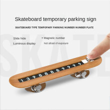 Temporäres Parkplatznummernschild, Geschenk, Skateboard, Holzmaserung, Handy