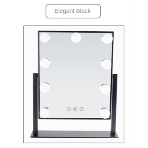 US Plug LED Live Mirror 15 Lights Standing Folding Vanity Compact Cosmetic with Touch Dimmer Switch,White 1