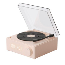 Multifunctional Bluetooth Speaker Alarm Clock Vinyl Record Player Desktop Sound Box for Room Bedroom-C