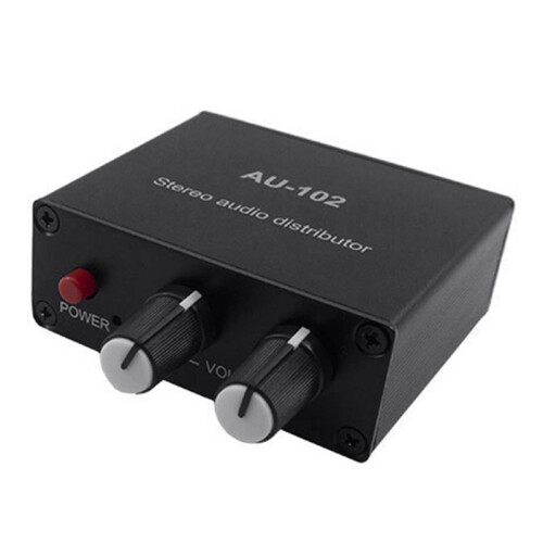 Audio Distributor Stereo Mixer 1 Input 2 Output Multi-Channel Splitter for Power Amplifier Active