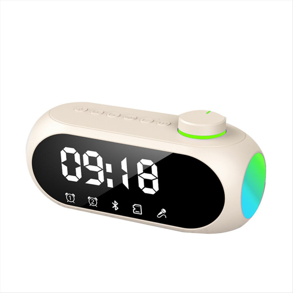 Portable Mini Fm Radio Receiver Hifi Sound Rgb Bluetooth Speaker With Clock Dual Alarm Support Handsfree -B 4854171187161