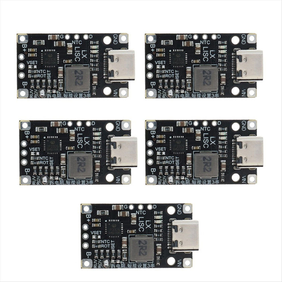 5Pcs Type-C 3S Lithium Battery Charging Boost Module 8.4V 12.6V With Balanced Support Fast Charge Indicator 4854171125880