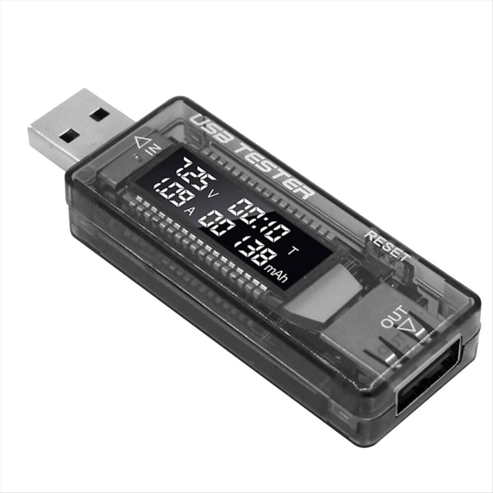 Usb Tester Current Voltage Charger Capacity Volt Meter Display Test Card Adapter Gray/Black 4854171104489