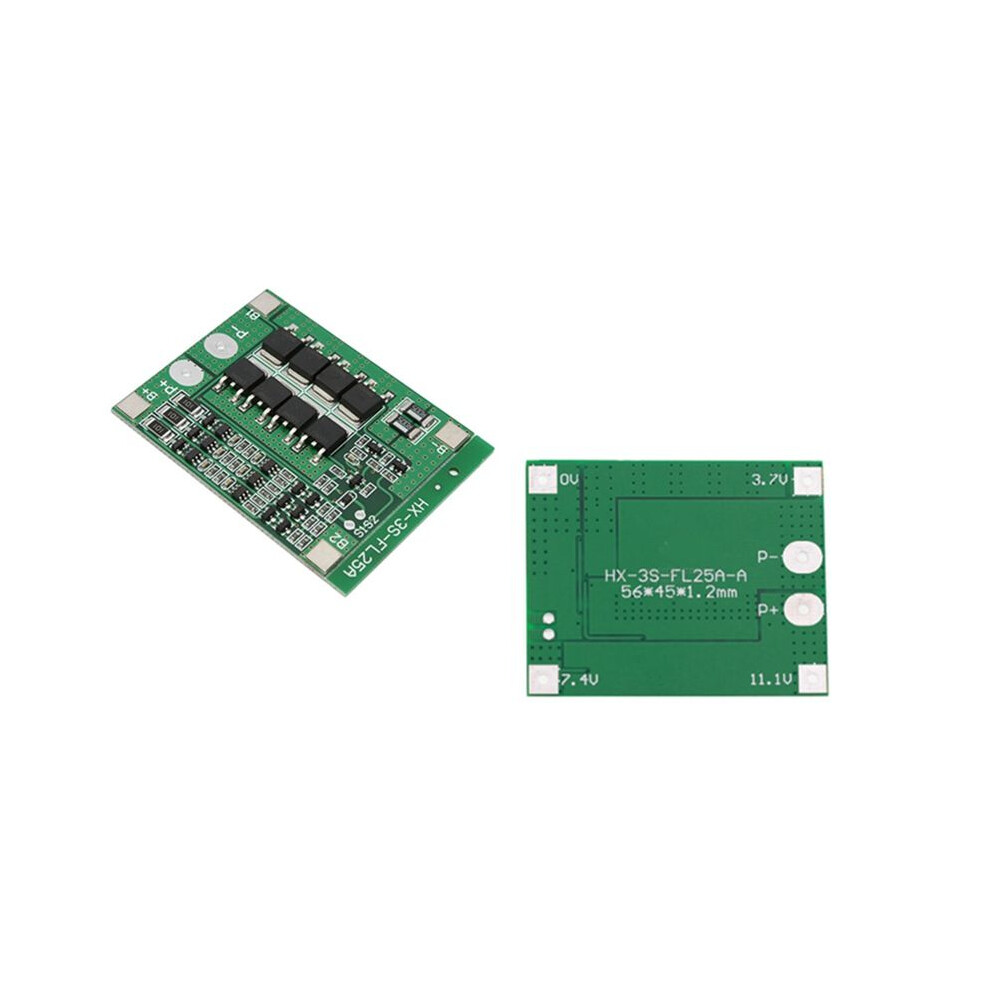 2Pcs Protection Board 3S 11.1V 12.6V 25A With Balance 18650 Li Ion Lithium Battery Pcb Exogio