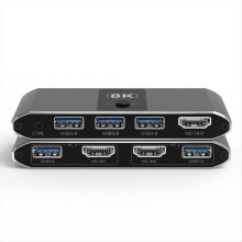 KVM Switch 8K Ultra-Clear Screen 2-in and 1-Out -Compatible 4K120Hz Line Control HD