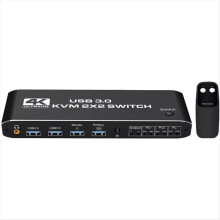 KVM-Dual-Screen-Switcher mit 4K@60Hz-Auflösung, 3,5-mm-Kopfhöreranschluss und USB 3.0-Integration