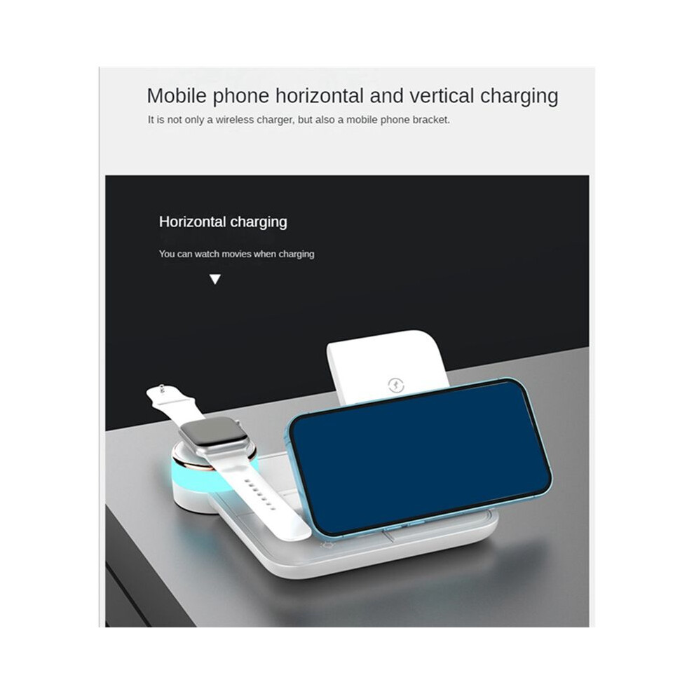 Convenient 4 In 1 Fast Wireless Charging Dock For -Enabled Devices Earbuds Charger With Led Light/White 4854171183651