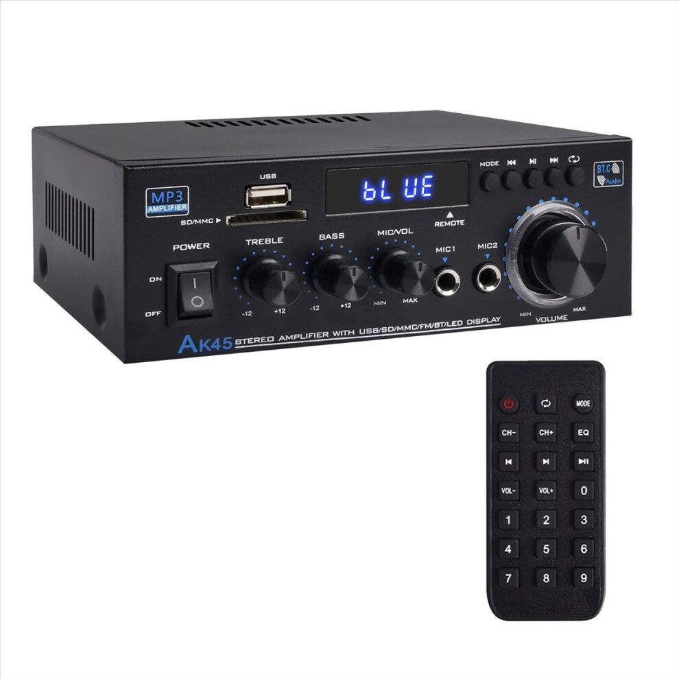 Stereo Audio Amplifier Receiver,Bluetooth 5.0 Sound Speaker,Amplifier Fm Radio,Home Theater System-Uk Plug 4854171186706