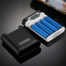 4Pcs 18650 Batteries Charging Case Rechargeable Mobile Power Nesting Material Dual USB Battery Case,White