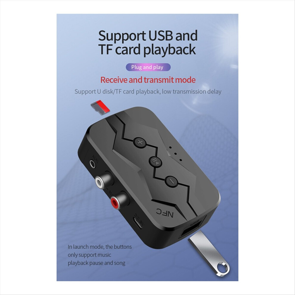 Exogio 5.0 All-In-1 Bluetooth Receiver Nfc Transmitter Supports Tf Card U Disk Playback Call Adapter