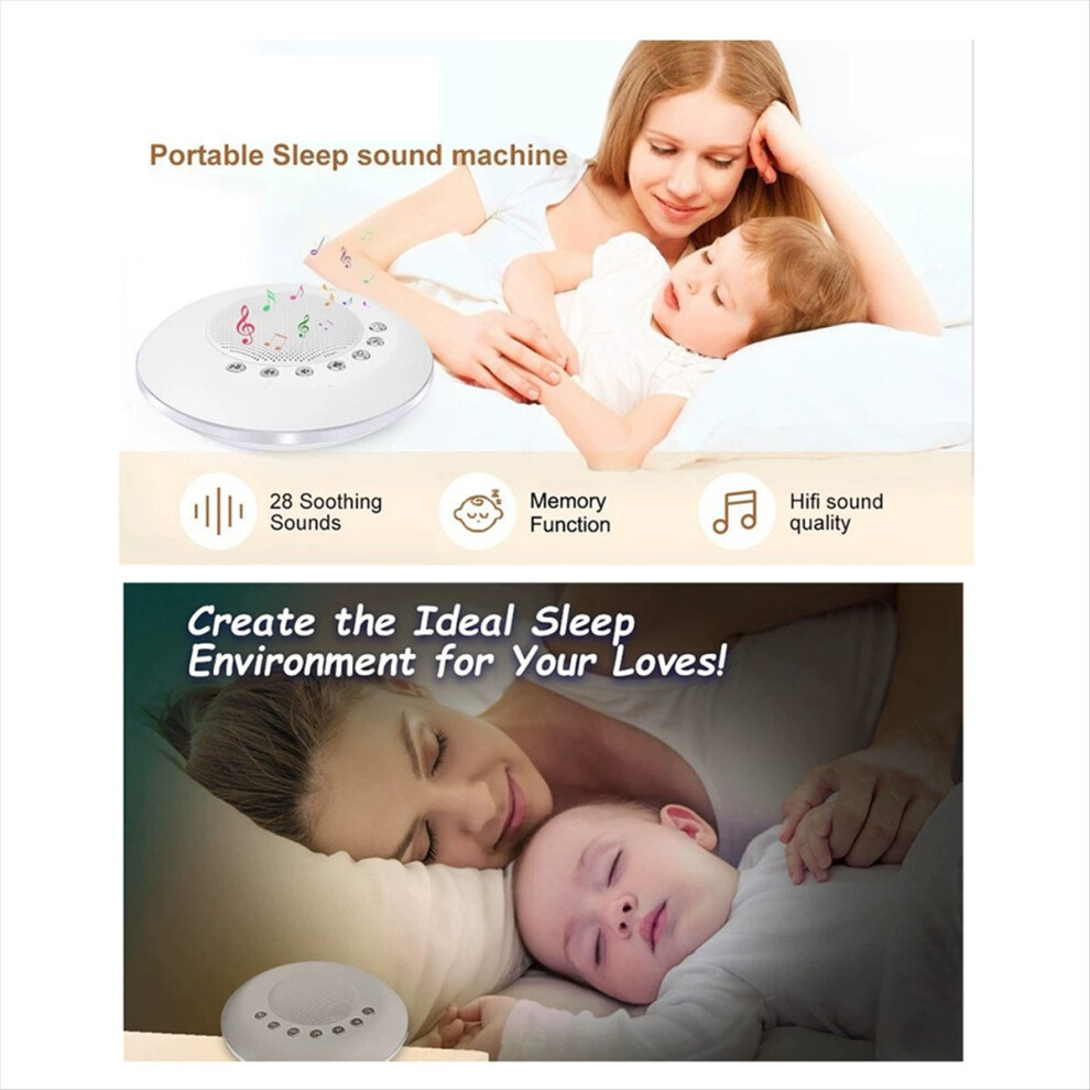 Baby Noise Machine With Built-In 28 Soothing Sound Usb Sleep For Adult White/Light Exogio