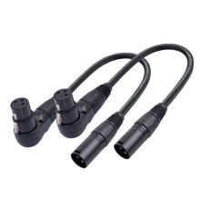 2Pcs 3 Pin XLR Right Angle Male to Female Plug Microphone Audio Cable 90 Degree Straight