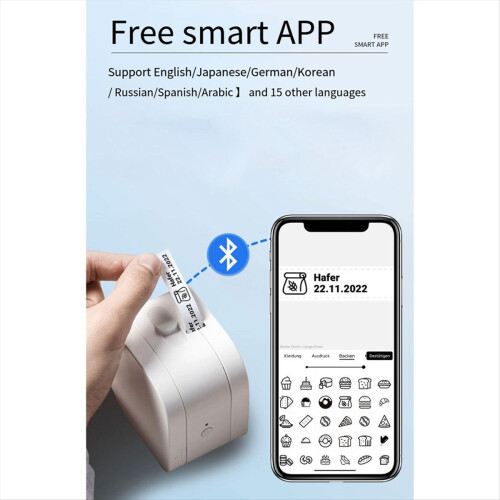 P12pro Label Maker Machine Bluetooth Printer Support Multiple Material Labels,with 4 Pack White Tape 2