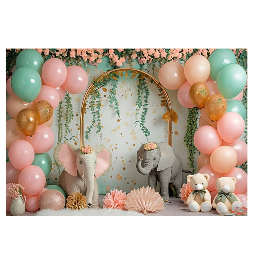 210X150cm Children's Animal Birthday Background Cloth Party Balloon Photography Decor, D 4854171119964
